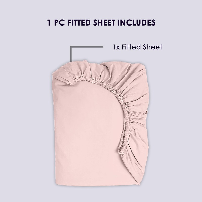 Pizuna Luxury Cotton King Size Fitted Sheet Light Pink, 800