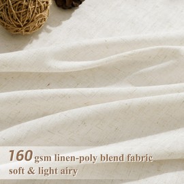 Joywell Natural Back Tab Linen Curtains 100 Inches Long 2 Panels for Living Room Bedroom Neutral Boho Farmhouse Rustic Light Filtering Semi Sheer Curtains Window Treatment 52x100