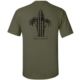 Koloa Surf Company Men's Retro USA Surfboards Heavyweight Cotton Tee-L-Militarygreen/b