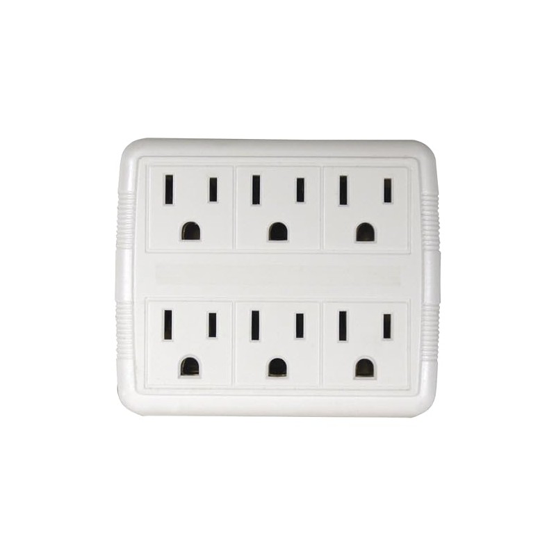 Prime PB801011 6 Outlet Power Tap, White