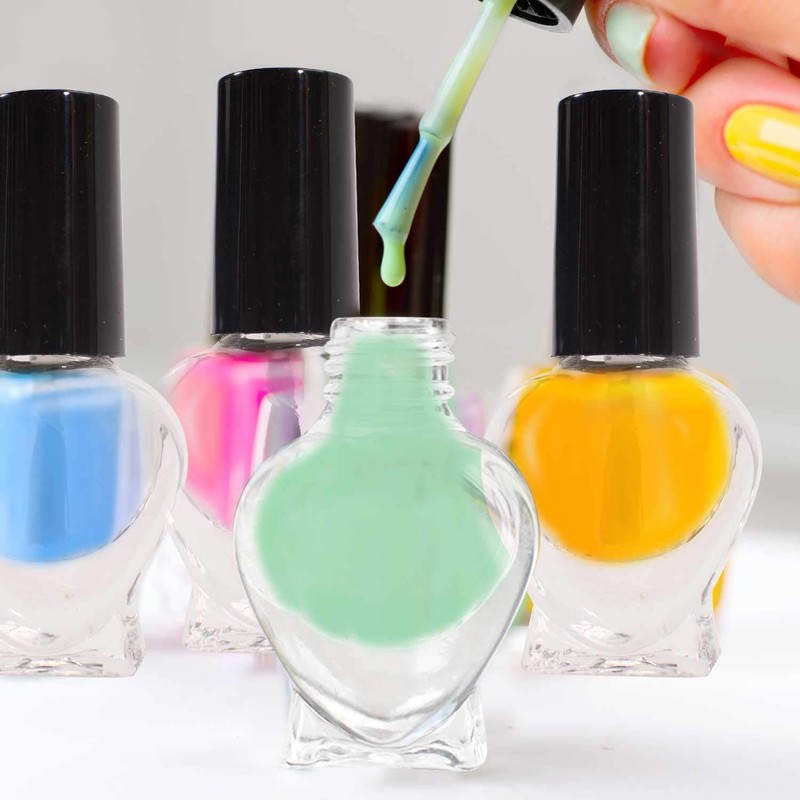 TRIXES 6x Empty Heart Shaped Nail Varnish Bottles