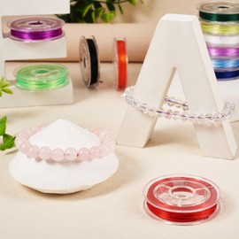 FASHEWELRY 12 Rolls 0.8mm Flat Elastic Bracelet String Cord Rainbow Stretch Beading Elastic String Crystal Jewelry String for Bracelet, Beading Jewelry Making