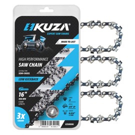 16 Inch Chainsaw Chain 3/8" LP Pitch, 050" Gauge, 57 Drive Links, German Steel, fits Echo CS-3510/352/3400/400, Worx WG300,WG303, 91PX57CQ, 91VG57CQ and more - S57 (3 Chains)