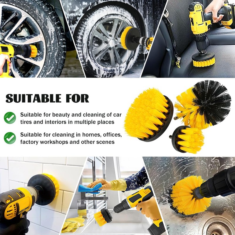 Aongray 4 Pack Drill Brush 1/4’ Power Scrubber Attachment Kit