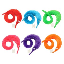 Magic Worm Toys, 6pcs Worm on a String for Carnival Party Favors (6 Colors)