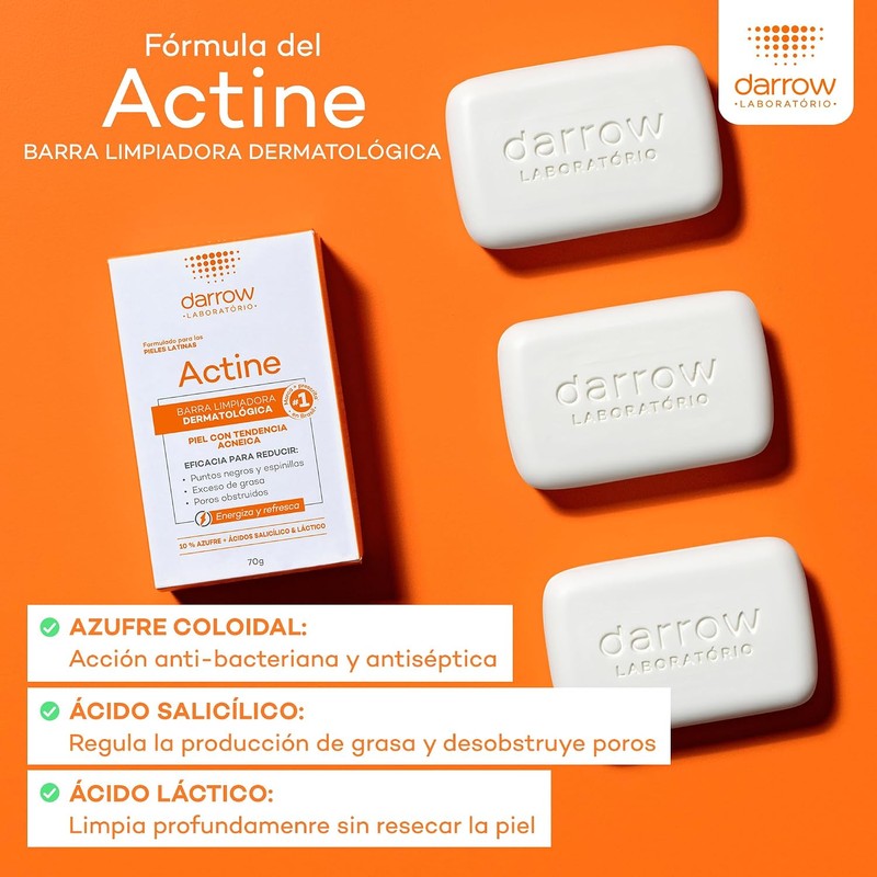 DARROW, Actine Barra Limpiadora Dermatológica, Para Piel Grasa o con
