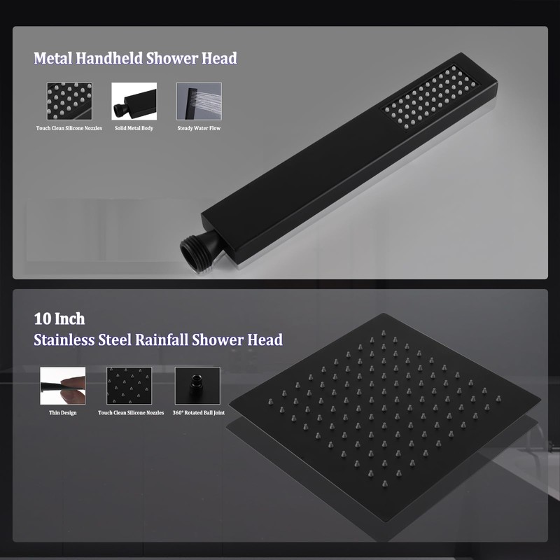 All Metal Rain Shower Head with Handheld Combo, YDmeet 10