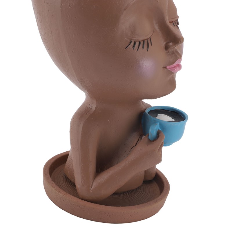Resin Face Plant Pot Creative Cute Small Drinking Coffee Succulent