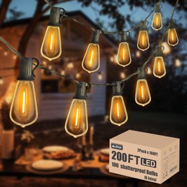 Achin Outdoor String Lights 200FT Vintage Edison String Lights with 104 Shatterproof ST38 Bulbs LED Dimmable Warm 2200K Plastic Patio Lights Outdoor Waterproof for Yard Gazebo Market Bistro Lights