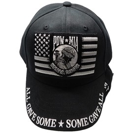 Trade Winds POW MIA All Gave Some Some Gave All Never Forget Black 100% Cotton Adjustable Embroidered Baseball Hat Cap