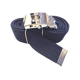 Triple M Plus Men's Canvas Web Belts Capital Initial D Silver Buckle Dark Blue/Medium Size