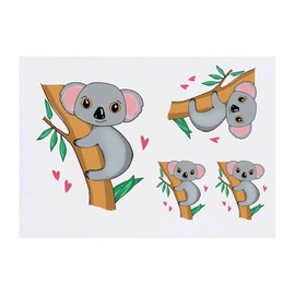 Azeeda 4 x 'Netter Koala' Temporäre Tattoos - Wasserfest, Hautfreundlich & Ungiftig · Transfers in Verschiedenen Größen (TO00084770)