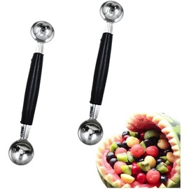 Double Sided Melon Baller, 3Pcs Professional Grade Stainless Steel Ice Cream Fruit Scoop, Heavy Duty Kitchen Tool for Perfect Round Melon Balls, Fruit Salad