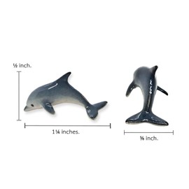 WitnyStore Tiny 1⅝" Orca Killer Whale Bend Tail Figurine - Miniature Hand Made Ceramic Dolphins Porpoises Whales Marine Mammal Aquatic Sea Animals Porcelain Decorative Collectible Figures Décor Gifts