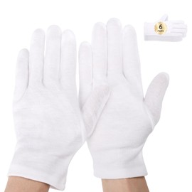 Segbeauty 12 Counts Extra Large Moisturizing Gloves Overnight, Thickened White Cotton Gloves for Dry Hand SPA, 6 Pairs Larger Overnight Lotion Sleep Gloves Women and Men, Washable Hand Gloves for Work