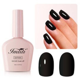 Imtiti Gel Nail Polish, Black Gel Polish Soak Off LED U V Nail Gel Polish Nail Polish DIY Nail Art Starter Manicure Salon Gel Nail Kit for Women Girls 10ML