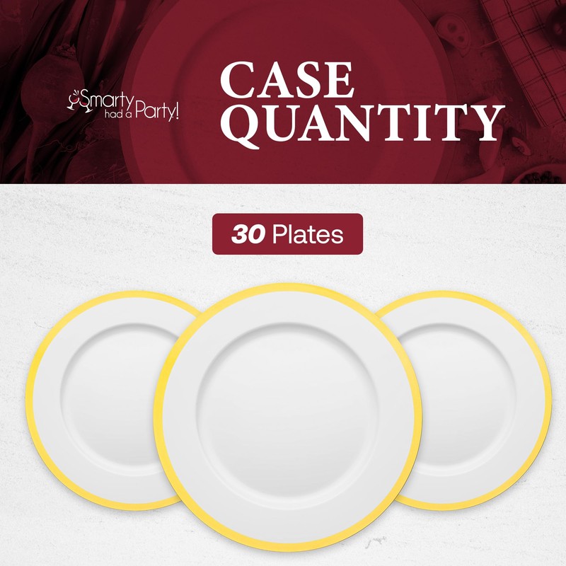 Smarty Had A Party 30 White with Gold Rim Round