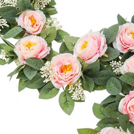 JLHOUSE AU7046-3 Artificial Flower Rose Vine Garland Hanging Fake Rose Ivy Silk Flowers Greenery Plants for Wedding Backdrop Party Wall Home Decor (1pc, Pink)