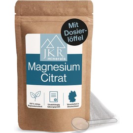 JKR Minerals Magnesium Citrate Powder 450 g, Laboratory Tested, Pure Magnesium Citrate without Additives, Easy Dosage, Supports Muscles, Nerves and Electrolyte Balance