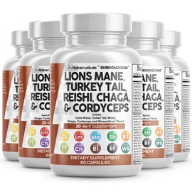 Clean Nutraceuticals Lions Mane 20in1 Mushroom Supplement with Turkey Tail Reishi Cordyceps Chaga Maitake Meshima Poria Cocos Shiitake Oyster Porcini Enoki (5)