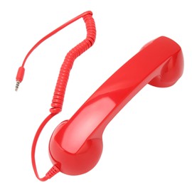 3.5mm Retro Telephone Handset, Vintage Retro Telephone Handset, ABS Handset Receiver for 3.5mm Mobile Phones (Red)