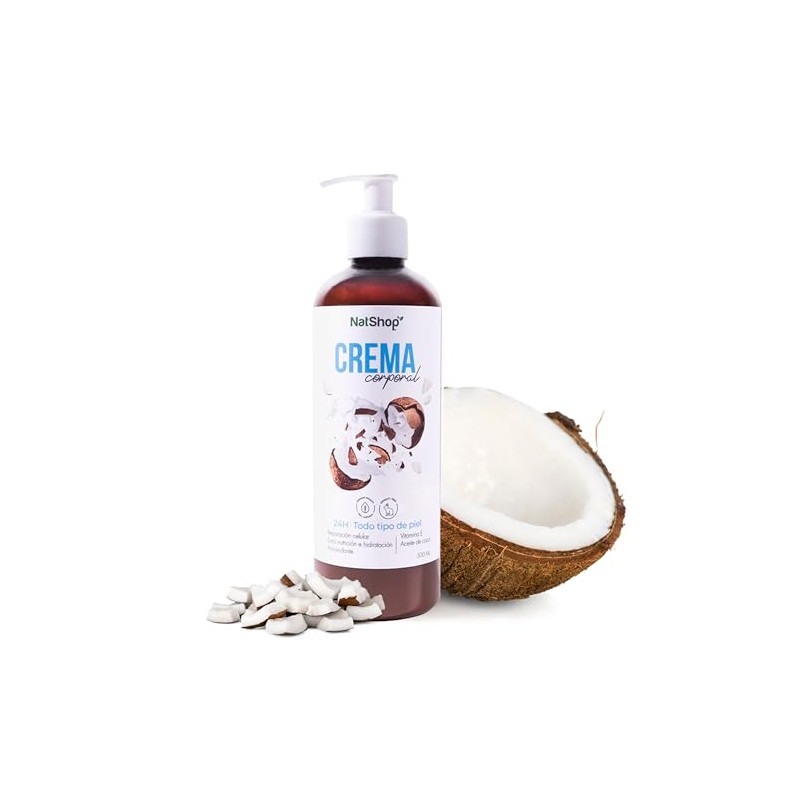 Natshop Crema Corporal Coco 100 Natural Skincare Fórmula Aceite Vitamina