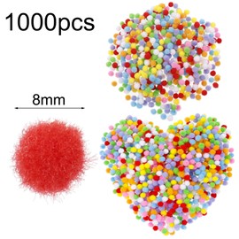 metagio Pompoms for Crafts, Pack of 1000 Mini Pom Poms, 8 mm Pom Poms for Craft Making, Pompoms Balls for Children, Colourful Pompoms for Easter, DIY Creative Craft Decorations