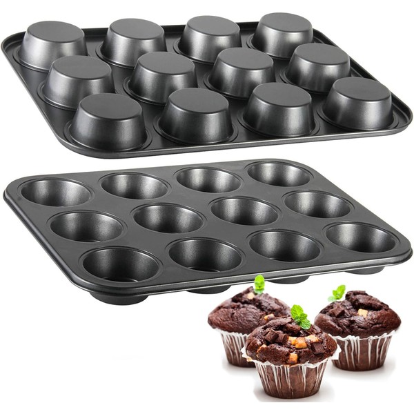 TAOUNOA TAOUNOA Muffin Tin, 12-Well Nonstick Cupcake Pan Set of