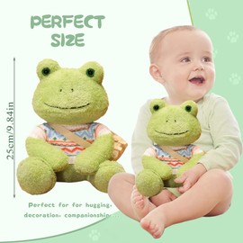 Stuffed Frog Animal Plush Toys,Cuddly Traveling Frog Teddy Soft Stuffed Toy Plush-Clothes Are Detachable 25Cm Plush Soft Toy Plushie Pillow Birthday Gifts Adorable Doll Gift For Kids Girls Boys