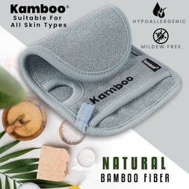 KAMBOO Exfoliating Mitt Deep Pore Cleansing Exfoliating Glove - Dead Skin Remover With Bamboo fibres - Shower Gloves For Women And Men (Blue)