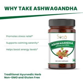 SONA Ashwagandha Capsule - 1000mg Veg Capsules 100 Count (Pack of 1)