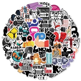 Pack of 50 Fitness Stickers, Car, Laptop, Phone, Guitar, Skateboard, Motorcycle, Bicycle, Guitar, Fitness, Inspirational Stickers Set, Vinyl Waterproof Aesthetic Stickers for Teenag