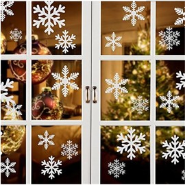 MARE House 300+pcs Snowflake Window Clings Christmas Decorations Snowflakes Window Decals - White Snowflake Decorations Winter Window Clings Snow Decals (8 Sheets) (#Model 1)
