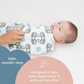 SleepingBaby Zippy Swaddle - Baby Swaddle Blankets with Convenient Bottom Zipper - eLOVEphant - Medium/Large - 2 Pack
