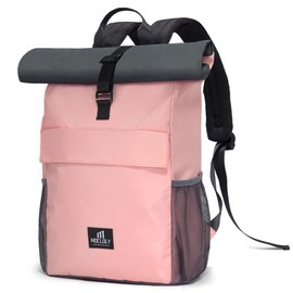MOCLOLY Laptop Backpack for Men and Women - Waterproof - with Laptop Compartment Travel Rolltop Backpack, Elegant Travel Backpack for University Business Work City Travel Hiking, Pink, pink