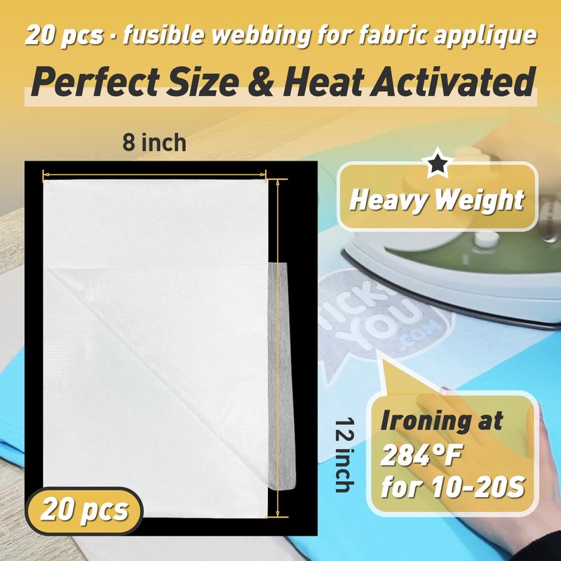 Stitch Witchery 20 Sheets, 8" x 12" Fusible Webbing for