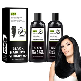 Dyceittdia 2pcs Haarfärbeshampoo, Shampoo für gefärbtes Haar, Hair Dye Shampoo 3-in-1, Mild und nicht schädlich für das Haar, Reinigt das Haar und spendet ihm Feuchtigkeit, 2pcs*100ml, Schwarz, hair5