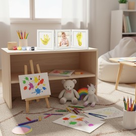 Marcos de Fotos para Bebé 8 Unidades, Kit de Huellas de Recién Nacido con Arcilla Segura, Regalo Perfecto para Bebés Niños y Niñas, Fácil de Instalar