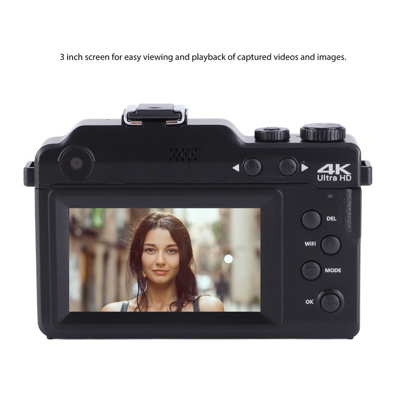 Wifi Digital Camera Dual Lens Front Rear 4K 64MP Portable