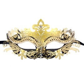Máscara Mascarada Mujer, máscaras de metal elegante con diamantes de imitación, antifaz disfraz para fiesta de ópera veneciana, accesorios de cosplay para adultos para Mardi Gras, Bar y boda(dorado)