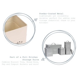 Harbour Housewares Industrial Kitchen Utensil Holder - Vintage Style Steel Kitchen Storage Caddy - Cream