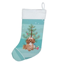 Caroline's Treasures WDK3130CS Poodle Toy Red Christmas Christmas Stocking Fireplace Hanging Stockings Christmas Season Party Decor Family Holiday Decorations