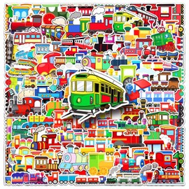 100 Pcs Vintage Train Stickers for Water Bottle Waterproof Sticker for Laptop Skateboard Phone Car Decals for Teens Adults for Party Favors Supplies Decor (Transportation Stickers)