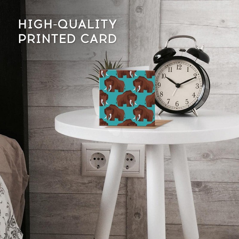 1 x Greeting Card Extinct Woolly Mammoth Pattern - Blank