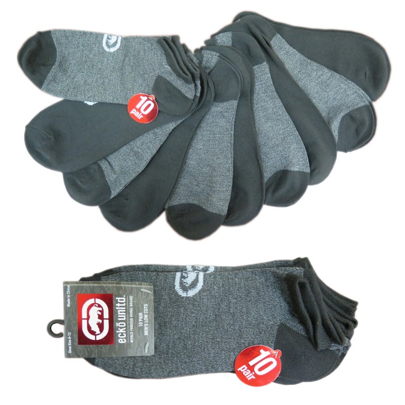 Marc Ecko Unlimited Men's Low Cut Black/Grey Marled Athletic Socks