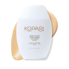 Protector solar mineral transparente Bright as Day SPF 50, protector solar facial 100% mineral con vitamina C y niacinamida, acabado transparente, para todos los tonos de piel, 1,7 oz
