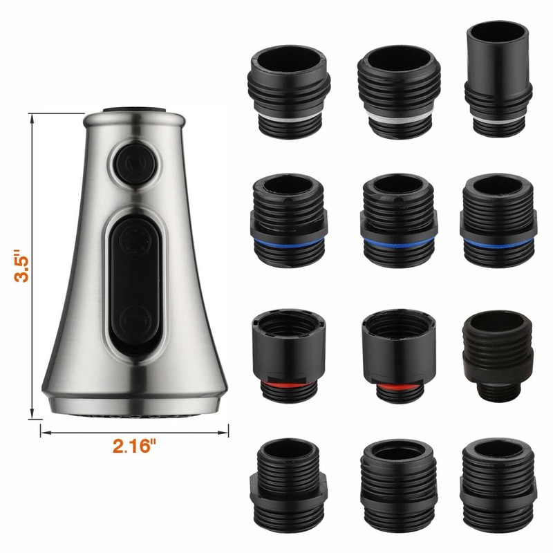 RULIA Kitchen Faucet Head Replacement with 12 Adapters, 4 Functions