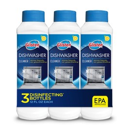 Glisten Dishwasher Cleaner, Removes Limescale, Rust, Buildup, and Grease, Lemon Scent, Made in the USA, 12 Ounce Bottle, 3-Pack