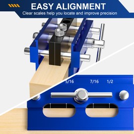 Beaiguna Self Centering Dowel Jig Kit, Drill Guide Jig Block for Straight Holes with 6PCS Drill Bushings, Premium Self Centering Doweling Jig Kit for Woodworking, Adjustable Width Biscuit Joiner Tool