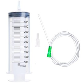 Syringe with Tubing Hose, 500ml Large Plastic Syringe with 32.8 Feet Handy Tubing for Scientific Labs, Watering, Refilling, Filtration, Motoring Application, Set of 1